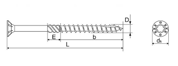 Шуруп конструкційний з потайною головкою, жовтий цинк  4*50 (700 шт/уп)