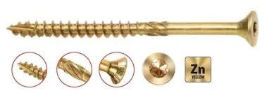 Шуруп конструкційний з потайною головкою, жовтий цинк  4*50 (700 шт/уп)